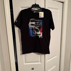 Puma BMW Black Tee with Blue and White Graphic